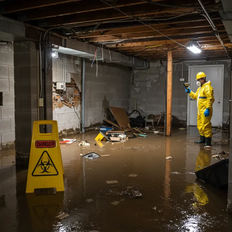Flooded Basement Electrical Hazard in Bellevue, PA Property